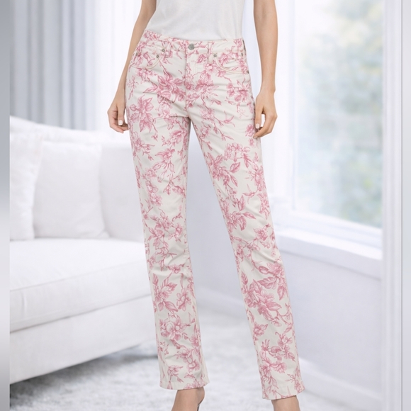 Ralph Lauren Denim - Lauren Ralph Lauren Floral Pink Women's Jeans White Straight Skinny 0 Spring XS